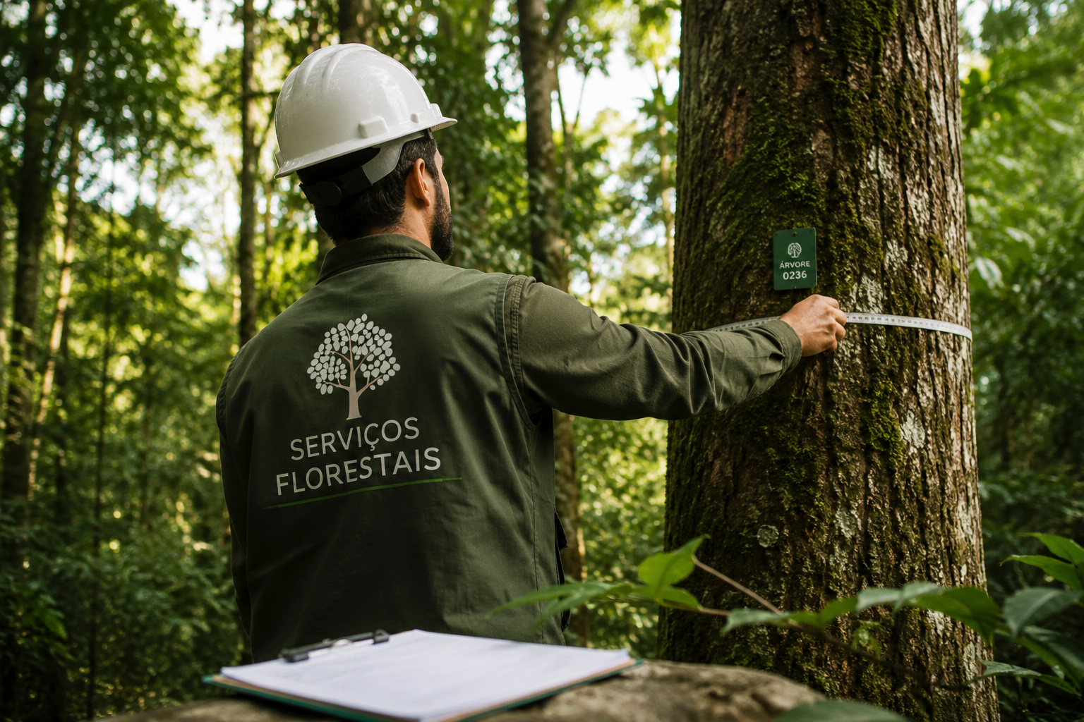 Profissional realizando levantamento e análise florestal